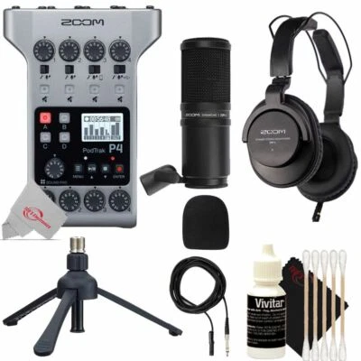 Zoom PodTrak P4 Portable Podcast Recorder + Mic Pack Accessory Bundle - Image 1 of 4