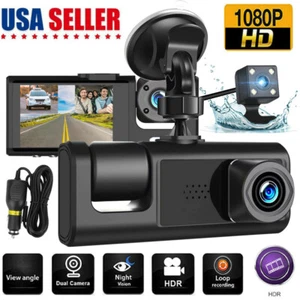 Car Dual Lens Dash Cam HD 1080P Front Rear inside Video Recorder Camera G-sensor - Picture 1 of 12
