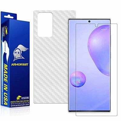 ArmorSuit White Carbon Fiber Skin + Clear Skin for Samsung Galaxy Note 20 Ultra - Image 1 of 4