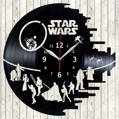 Reloj de pared disco vinilo Star Wars decoración hecho a mano 82 Foto 1 de 4