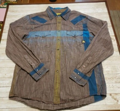 Southern Thread Men's XL Long Sleeve Pearl Snap Striped Western Shirt - Image 1 of 4