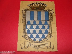 Escudo de armas Angoumois Francia cromolitografo sin usar postal 1943 cresta - Imagen 1 de 1