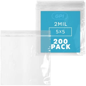 - PACK of 200 5" x 5" CLEAR PLASTIC RECLOSABLE ZIP BAGS - Bulk 2 mil Thick St... - Picture 1 of 7