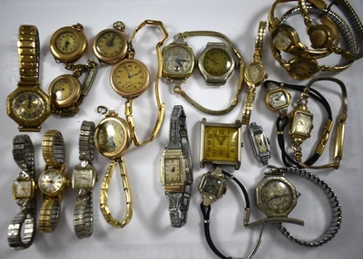 Lote grande vintage de relojes mecánicos para damas rellenos/chapados en oro para lote de chatarra.e Foto 1 de 4