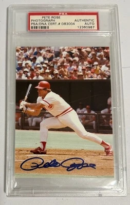 Pete Rose Autographed PSA/DNA 4x5 encased photograph cincinnati reds signed Auto - Image 1 of 4