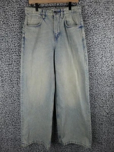 Pantalones de mezclilla súper holgados de algodón talla 30 pierna ancha desgastados sin género azul - Imagen 1 de 18