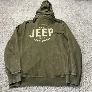 Jeep Lucky Brand Track Jacket Green Zip Mens Size Medium Olive Hoodie Sweatshirt - Picture 1 of 8