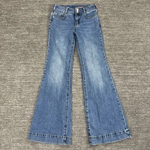 Pilcro Letterpress Jeans Women 26 Blue High Rise Flare Medium Wash Stretch Hippy - Picture 1 of 13