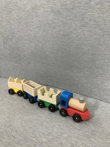 Melissa and Doug Wooden Train Farm Red Train Engine and Hopper Car - Picture 1 of 9