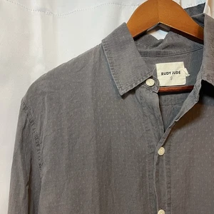 Rudy Jude Women’s Size L Gray 100% Organic Cotton Needle Point Button Up Shirt - Picture 1 of 7