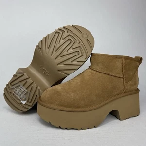 Botas de plataforma UGG para mujer 9 Ultra Mini nuevas alturas gamuza arena 1158311 - Imagen 1 de 15