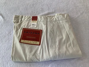 Arizona Premium Khaki Pleated Size 36W X 34IN. SKU 2563 S - Picture 1 of 2
