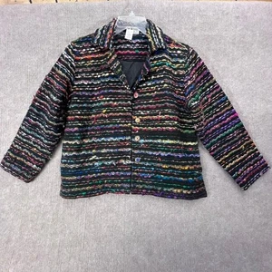 Coldwater Creek Jacket Petite Med PM Colorful Tweed Bohemian Artsy Blazer Coat - Picture 1 of 7