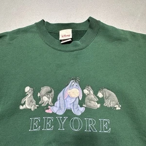 Vintage Eeyore Disney Store Sweatshirt Crewneck Size L Green 90s Winnie The Pooh - Picture 1 of 7