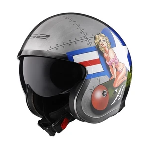 LS2 Spitfire Bomb Rider Brushed Alloy Open Face Helmet Adult Sizes XS & SM - Afbeelding 1 van 3