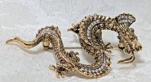 Landau Dragon Pin Brooch with Pavé Crystals Vintage and Hard to Find - Picture 1 of 7