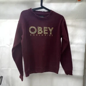 vintage burgundy Obey propaganda worldwide Sweatshirt - Size XXS fits as small - Picture 1 of 5