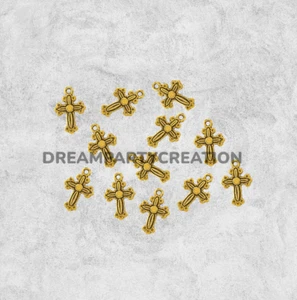 3/4" Small GOLD CROSS Design Metal Charms Choose Package Amount - Picture 1 of 1