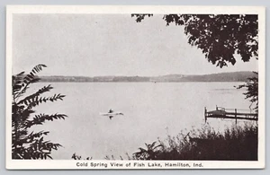 Cold Spring Blick auf den Fischsee Hamilton Indiana IN Fischerboot Dock Postkarte - Bild 1 von 2