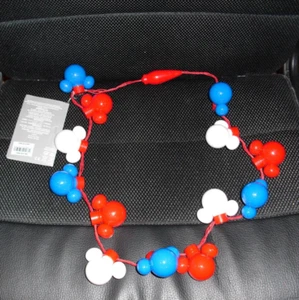 NEW Disney Parks Light Up Americana Glow Necklace Red White Blue Mickey Mouse - Picture 1 of 2