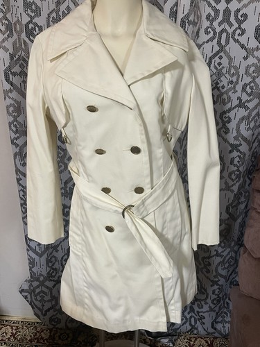 OFF WHITE Trench cappotto donna vintage piccolo panna bianco sporco con cintura Union Made foderato