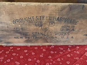 VINTAGE THE STANLEY WORKS SCHMIEDESTAHL HARDWARE HOLZKISTE BOX NEU BRITTON CT. - Bild 1 von 17