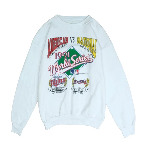 Vintage Minnesota Twins Atlanta Braves World Series Sweatshirt XL 1991 90s MLB Cover