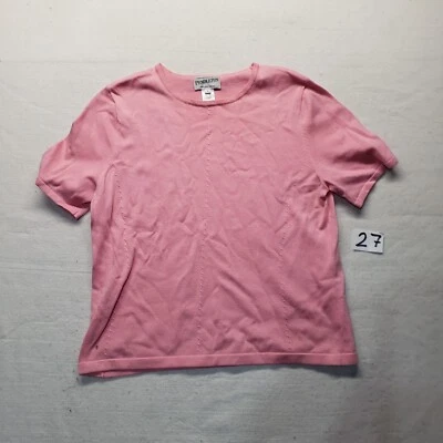 Pendleton Solid Pink Short Sleeve Knit Sweater Adult Women's Size L Large - Image 1 of 4