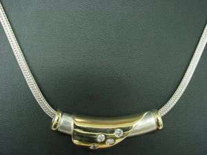 Collana In Argento Sterling 925 Con Pendente E Zirkonia / Argento Reale / 45,9cm - Foto 1 di 4