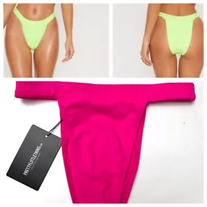 NWT PRETTY BIKINI BOTTOM CHEEKY HIPSTER ELASTIC WAIST MAGENTA PINK LINED SIZE 10 - Picture 1 of 6