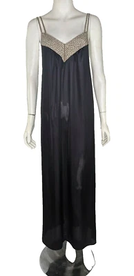 Vintage Nightgown Animal Print Undercover Wear Pajama Lingerie Dress Black Vtg M - Image 1 of 4