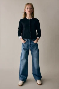 H&M Girls Wide Leg Jeans Size 14 Kids Denim Blue High Waist Adjustable Waist - Picture 1 of 12