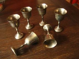 Konvolut 6 reizende Sherrygläser Likörgläser Eierbecher Glas silber pl England - Bild 1 von 3