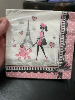 Party in Paris Lunch Napkins Paper 18 Pack Girls Birthday Party Tableware New!!! - Image 1 of 2