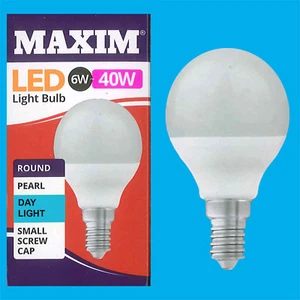 2x 6W G45 Golf Ball LED Light Bulb, Round E14 SES 6500K Daylight White Lamp - Picture 1 of 2