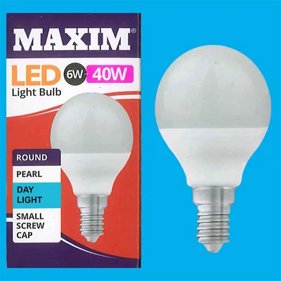 6x 6W G45 Golf Ball LED Light Bulb, Round E14 SES 6500K Daylight White Lamp - Image 1 of 2
