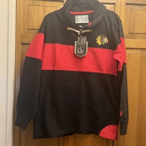 Chicago Blackhawks Hockey Men’s Red & Black Rugby Polo Shirt Small S - Picture 1 of 11