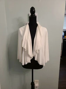 Ruby Rd. Womens Ivory Embellished 3/4 Sleeve Open Front Cardigan- Size 12P Soft - Picture 1 of 10