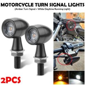 Pair Motorcycle Motorbike Universal Turn Signal Indicators Light Lamp Bulb Black - Picture 1 of 9