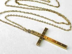 Vintage 1/20 - 12k Yellow Gold Cross / Crucifix & Chain - 3.45g / 19" - Picture 1 of 9
