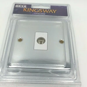 Kingsway Single Outlet Isolated Coaxial Socket Bright Chrome - White Insert 840 - Picture 1 of 5