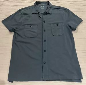 Vintage J. Crew weiche Baumwolle Knopfleiste Poloshirt Herren großer Kragen schieferblau - Bild 1 von 5