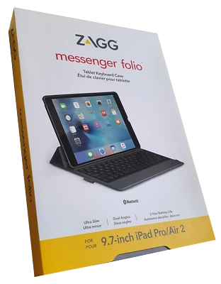 ZAGG IPAD PRO 9.7 / IPAD AIR 2 WIRELESS KEYBOARD MESSENGER FOLIO CASE - U - Image 1 of 4