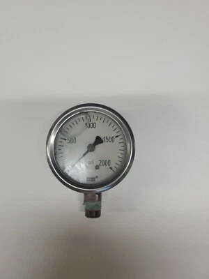 9767142 WIKA 0-2000 psi PRESSURE GAUGE - 2.5" DIAMETER Face 1/4" NPT LM, 2000PSI - Image 1 of 3