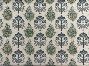 Agar Morris Linen INDIGO GREEN Fabric Curtain Blind Upholstery Craft - Picture 1 of 5