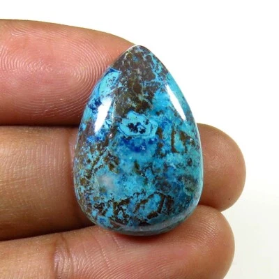 Cabujón Azurita Azul Natural 25x17mm 23 Cts Pulido Suave Pera Piedra Preciosa AU-03 Foto 1 de 4
