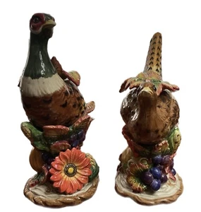 FITZ & FLOYD Autumn Bounty Paar figürliche Fasan Kerzenständer Vintage 1997 - Bild 1 von 7