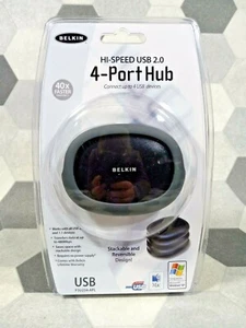 Belkin F5U234-apl Black Hi-Speed Stackable USB 2.0 Hub with 4 Ports NEW - Photo 1/4