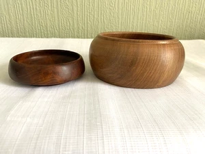Walnut Wooden Bowl + Another Both English Made Original Maker Labels - Picture 1 of 9