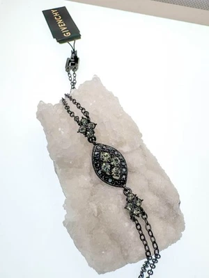 Givenchy  Bracelet Black Tone Metal with Black and Green color Crystals NEW - Image 1 of 4